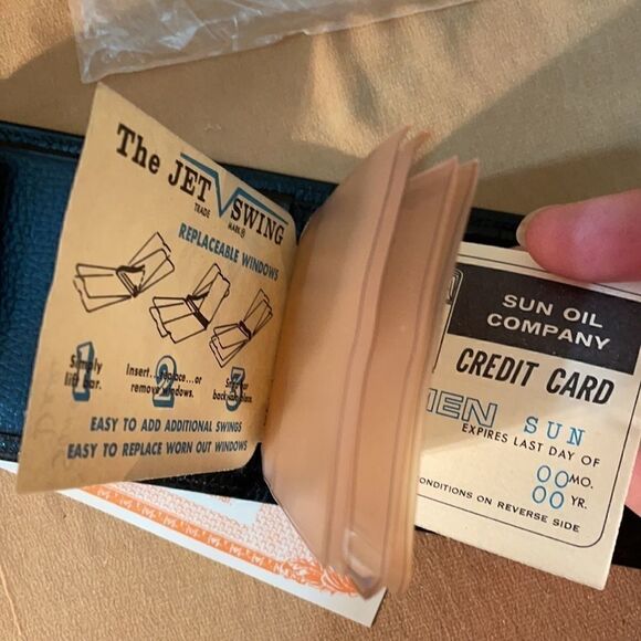 Vintage 60s Water Buffalo black Leather Wallet NIB - Picture 9 of 12